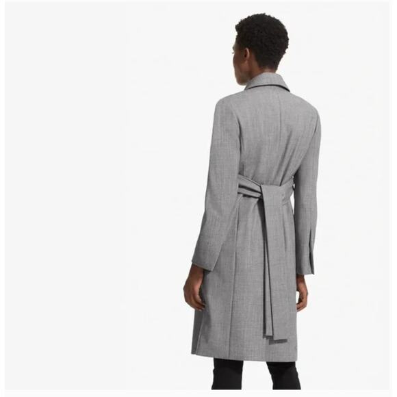 MM Lafleur Cheryl Coat 4 Sharkskin Gray Trench Tie Waist Academia Prep M.M. - Picture 5 of 7